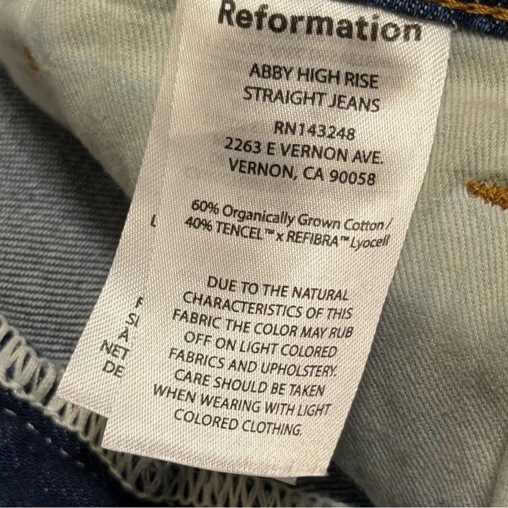 REFORMATION JEANS ABBY HIGH RISE STRAIGHT RIGID DENIM BLUE GALWAY Sz 31 NWT - Picture 7 of 12